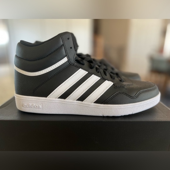 Adidas Hoops 4.0 Mid Men's Black and White Basketball Sneakers - Picture 4 of 12